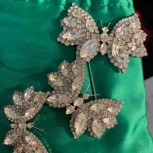 Vintage rhinestone butterflies brooch